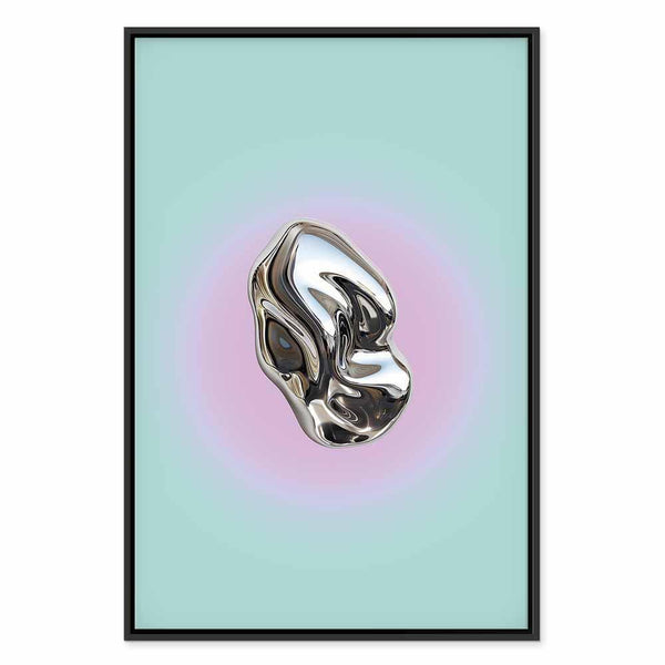 Quadro - Metallic Form - Abstract Sculpture on a Mint Background with a Purple Halo