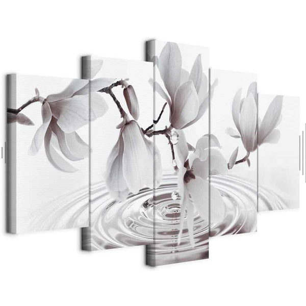 Quadro - Magnolias over Water (5 Parts) Wide Grey