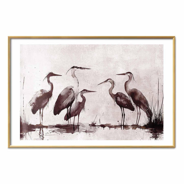 Poster - Herons Painted in Ink