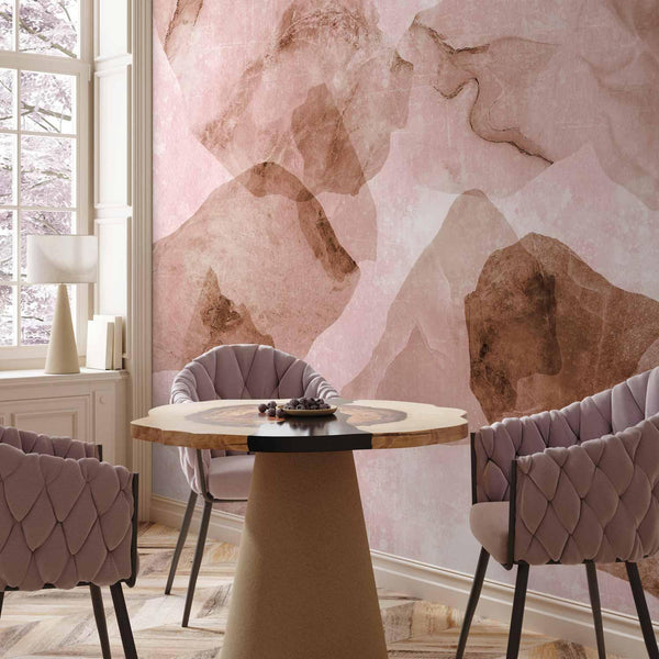 Carta da parati - Pink terrazzo - minimalist background in marble watercolour pattern