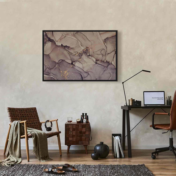 Quadro - Watercolour abstraction - powder pink marble with gold accents