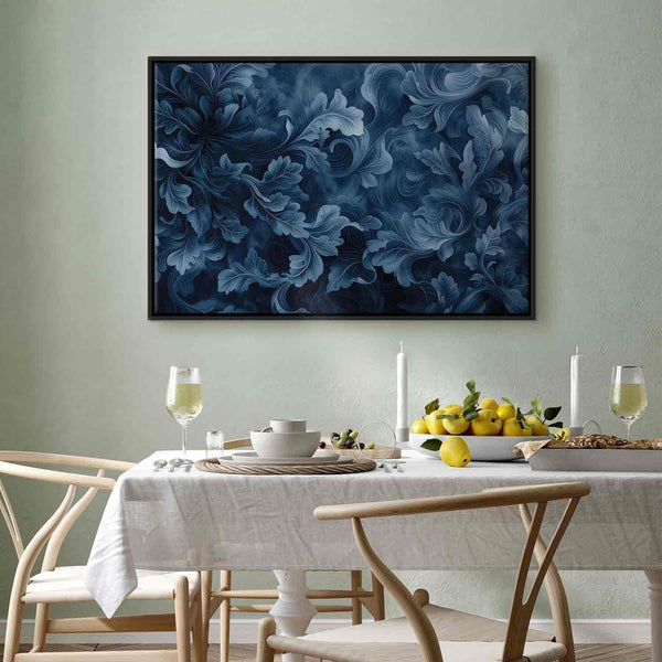 Quadro - Abstract Ornaments Dark Blue Victorian Leaves