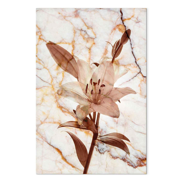 Quadro - Elegance of a Flower (1-part) - Delicate Lily on Marble in Sepia