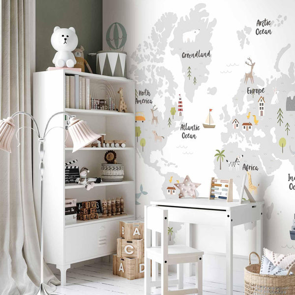 Carta da parati - Minimalist Map for Children's Room