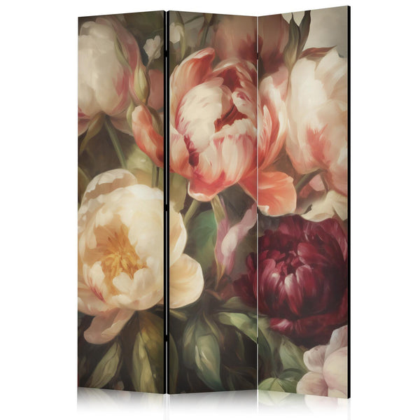 Paravento - Blooming Peonies - Charismatic Flowers Bathed in Sunlight