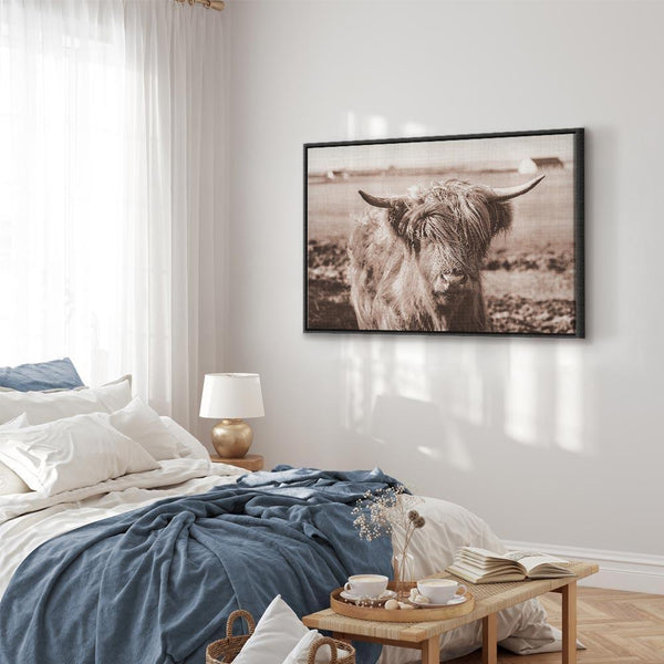Quadro - A Scottish Cow in Sepia