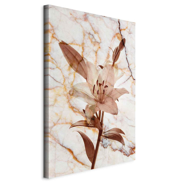 Quadro - Elegance of a Flower (1-part) - Delicate Lily on Marble in Sepia