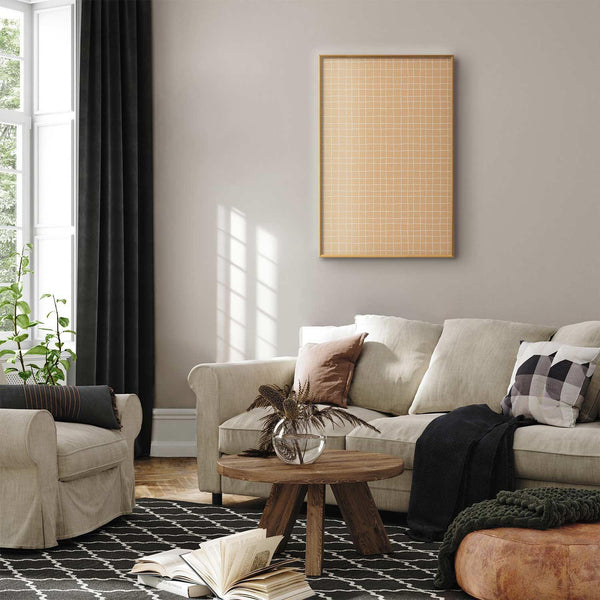 Poster - Lines and Noise - a wavy grid in shades of orange
