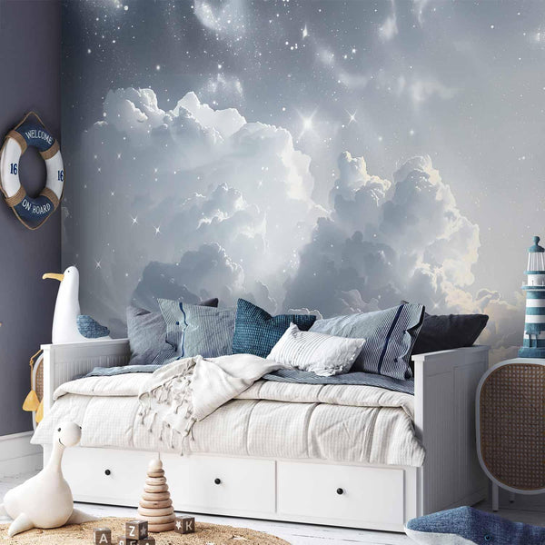 Carta da parati - Astral Calm: Stars Scattered Over Delicate Clouds