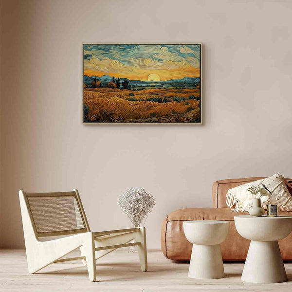 Quadro - Impressionistic fields - painted golden landscape with fields of grain