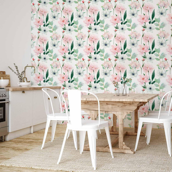 Tappezzeria murale - Peonies on white background