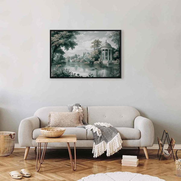 Quadro - View of the Park and Lake Retro Vintage Landscape in Greens