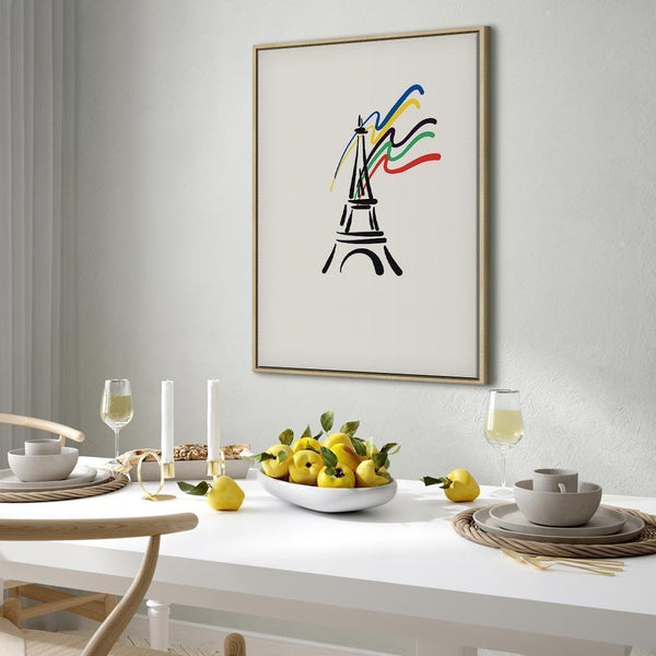 Quadro - Eiffel Tower and Colorful Ribbons