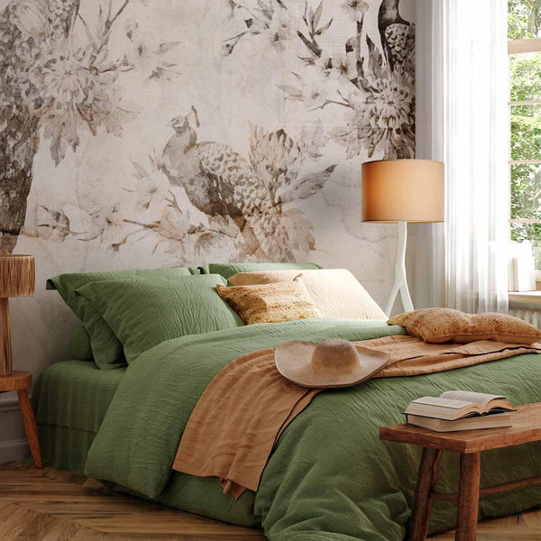 Carta da parati - Peacocks in Delicate Beige