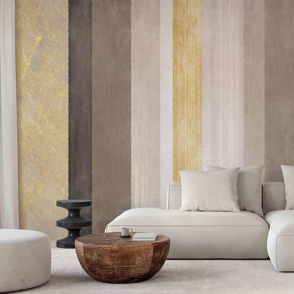 Carta da parati - Striped pattern - abstract background in various stripes with gold pattern