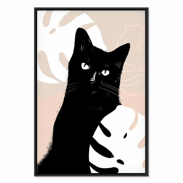 Quadro - Cat in Monsteras (1 Part) Vertical
