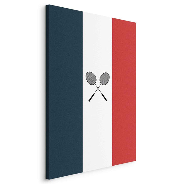 Quadro - Black Badminton Rackets Against the Backdrop of the French Flag