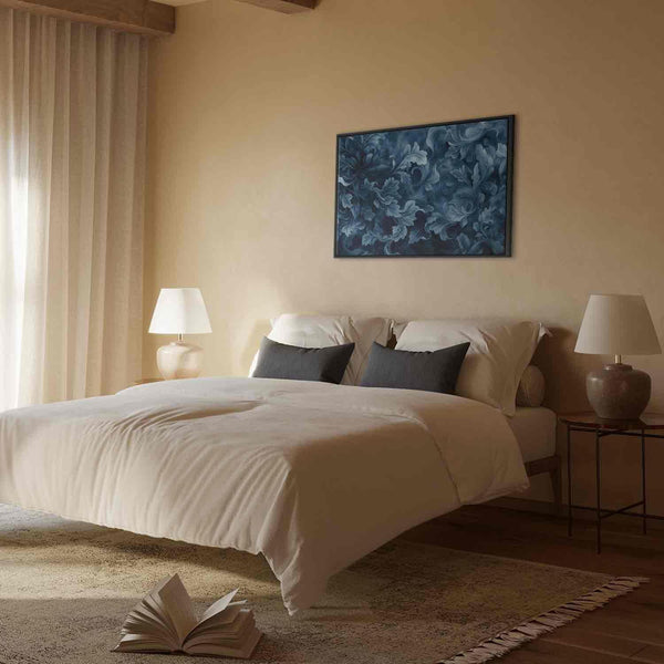 Quadro - Abstract Ornaments Dark Blue Victorian Leaves