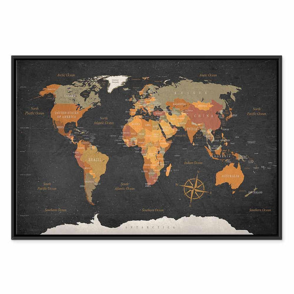 Quadro - World Map: Secrets of the Earth