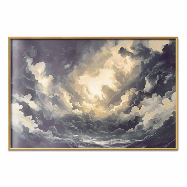 Poster - Epic Play of Light: The Sun Battling for Dominance Over the Clouds