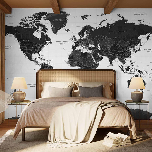 Carta da parati - Black and White Map