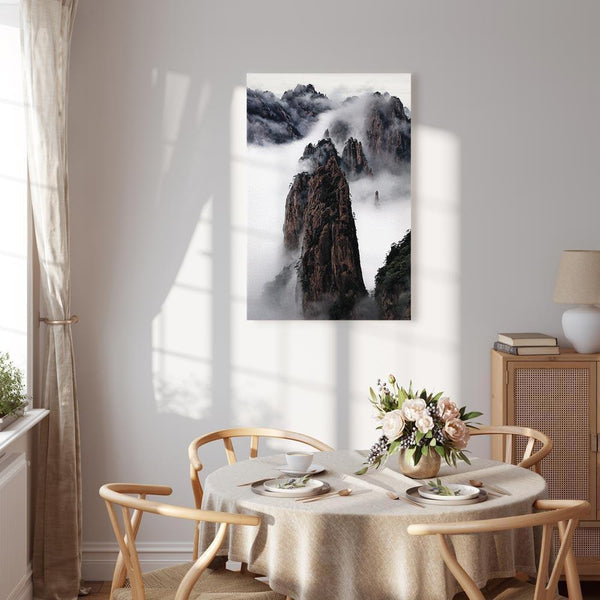 Quadro - High Mountains in Mist (1-part) - Landscape of Clouds Amid Rocks