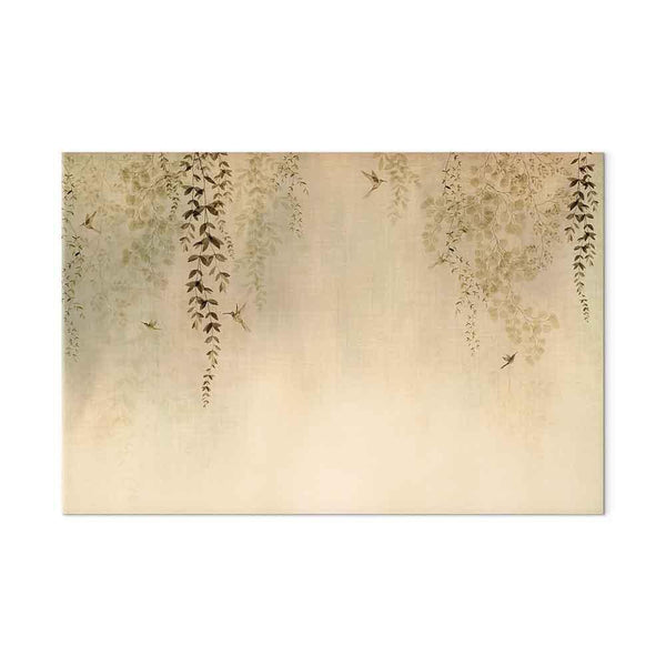 Quadro - Spring Orchard - Hummingbirds Among Tree Branches in Beige Shades