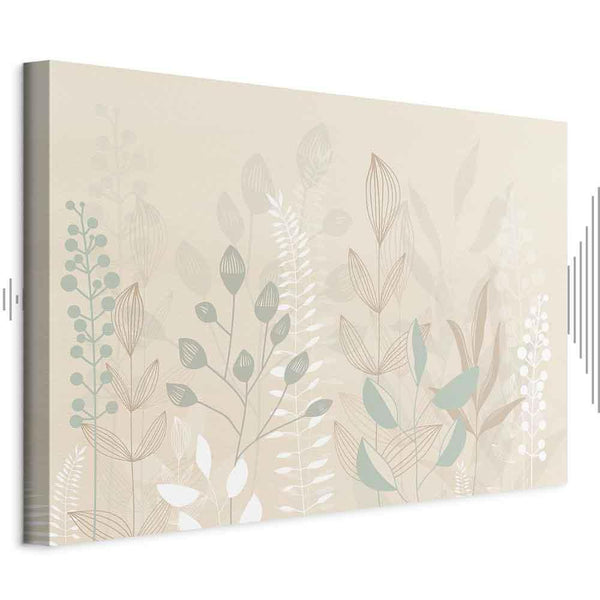 Quadro - Morning in the Meadow - Various Pastel Plants on a Beige Background