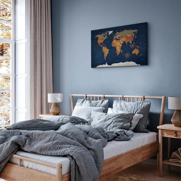 Quadro - World Map: Ink Oceans