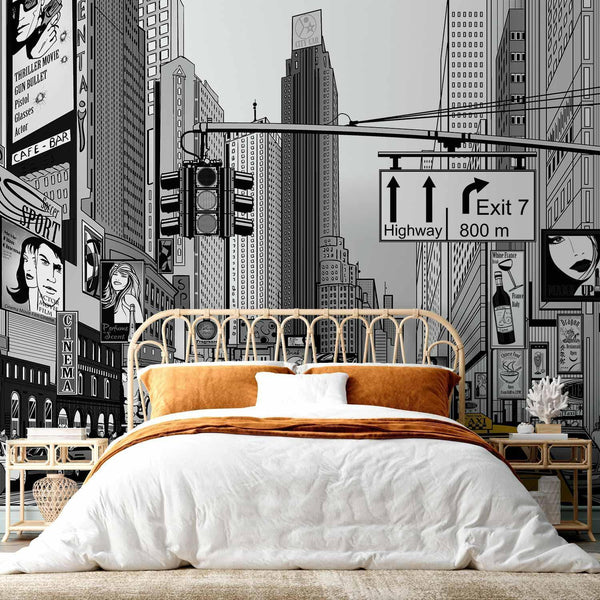 Carta da parati - Comic book city - New York street in pop art style