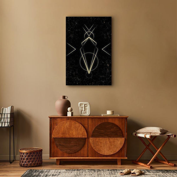 Quadro - Symmetry of Shapes (1-part) - Graphic Motif in Black Shade