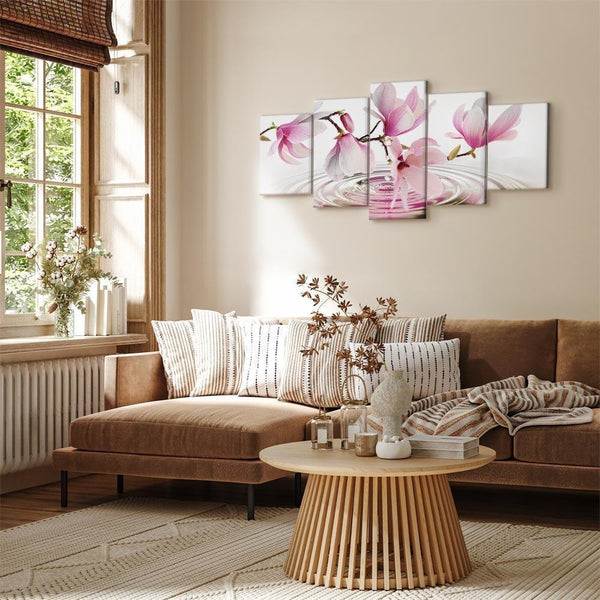 Quadro - Magnolias over Water (5 Parts) Wide Pink