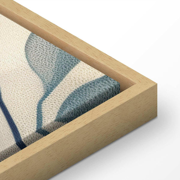 Quadro - Leaves in Blue Color Delicate Botanical Motif