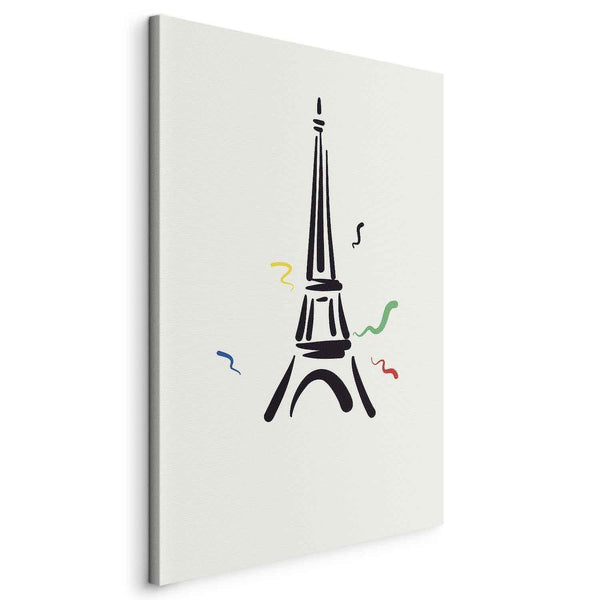 Quadro - Black Graphic Drawing of the Eiffel Tower on a Cream Background