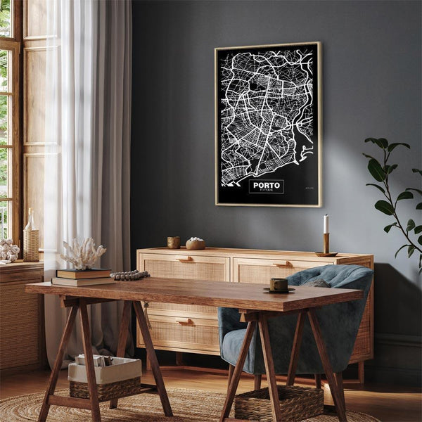 Quadro - Negative Map: Porto (1 Part) Vertical