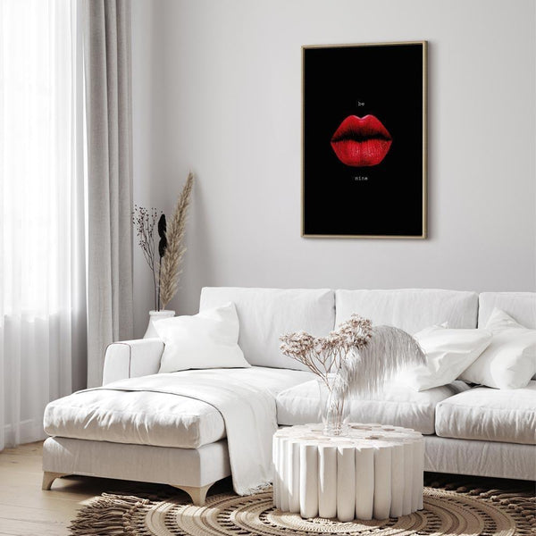 Quadro - Red Lips (1-part) - Black Background with English Text