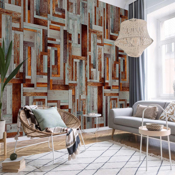 Carta da parati - Labirinto di tavole di legno