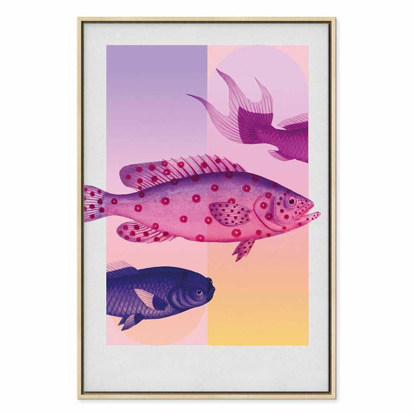 Quadro - Fish in Pastels - Stylized Fish Against Gradient Shapes