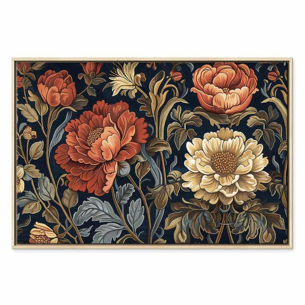 Quadro - Tapestry Large Flowers Retro Floral Motif in Kilim Style