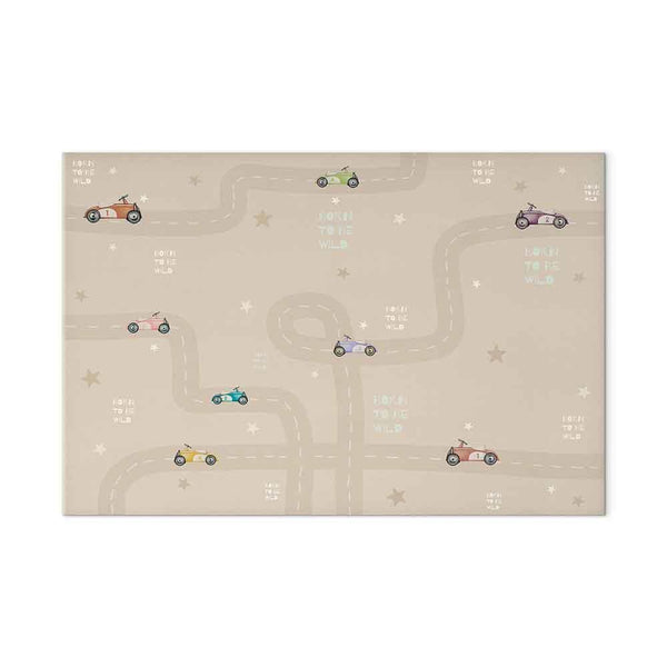 Quadro - Race - Colorful Cars on a Road on a Beige Background with Inscriptions