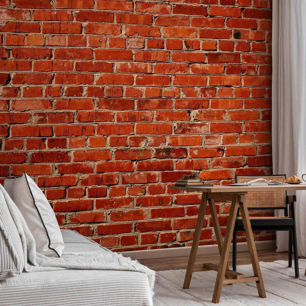 Carta da parati - Old wall – retro-style red brick wall