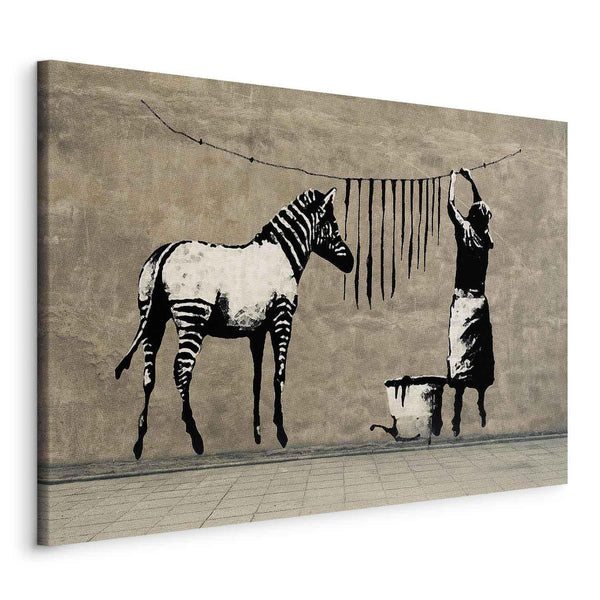 Quadro - Banksy: Washing Zebra on Concrete (1 Part) Wide