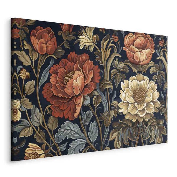 Quadro - Tapestry Large Flowers Retro Floral Motif in Kilim Style