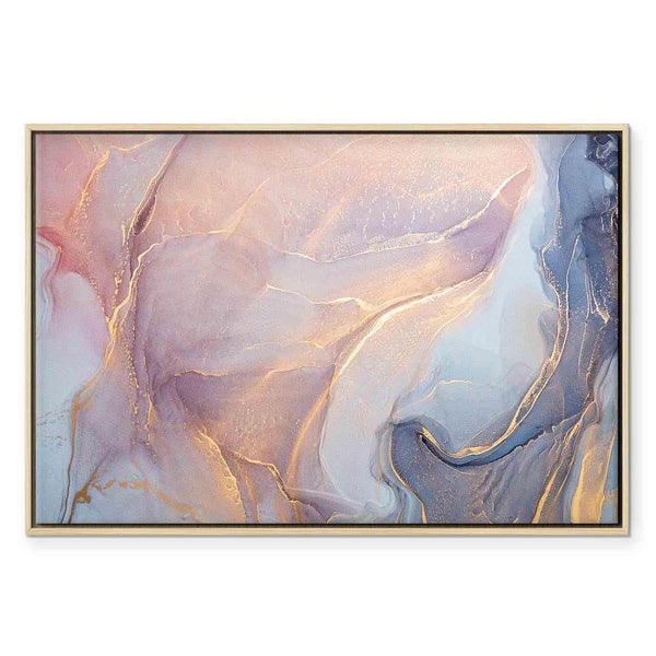 Quadro - Pink and blue marble - abstract watercolour with gold accents