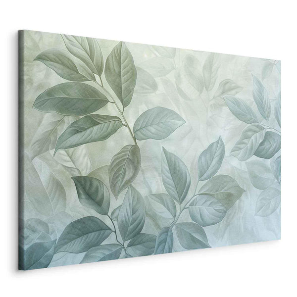 Quadro - Large Leaves in Shades of Green-Mint: Botanical Motif