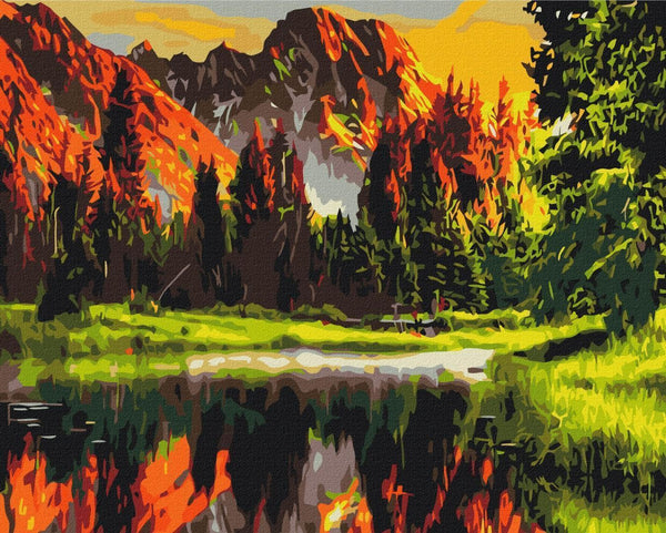 Quadro fai da te - Mountain valley at sunset
