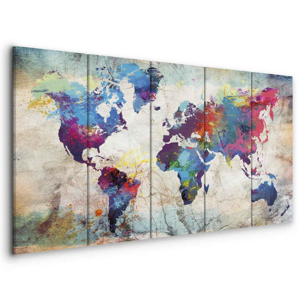 Quadro - World Map: Cracked Wall