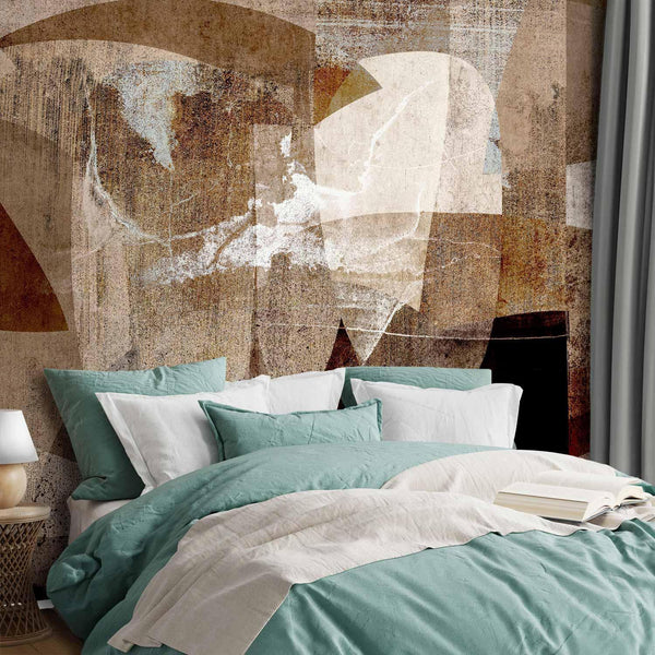 Carta da parati - Geometric abstraction with shapes - composition in brown colours