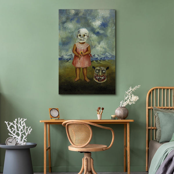 Quadro - Frida Kahlo – Girl with Death Mask (She Plays Alone)