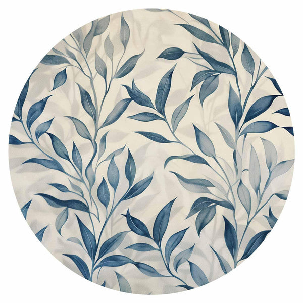 Carta da parati rotonda - Delicate botanical motif with blue leaves